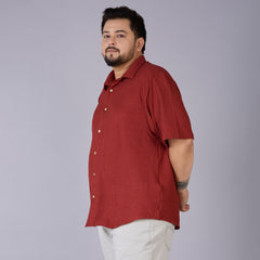 Mens Plus Size Rust Self structured Knit shirt