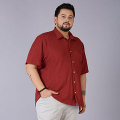 Mens Plus Size Rust Self structured Knit shirt