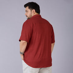 Mens Plus Size Rust Self structured Knit shirt