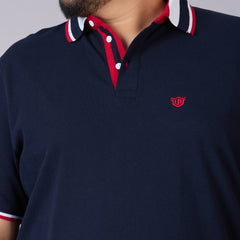 Classic Tipped Cotton Piqué Polo – Navy with Contrast Collar