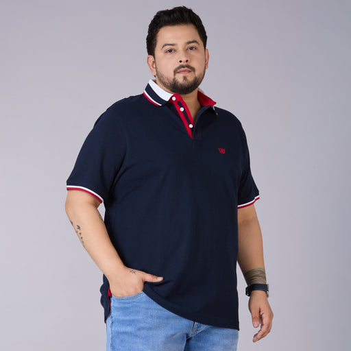 Classic Tipped Cotton Piqué Polo – Navy with Contrast Collar