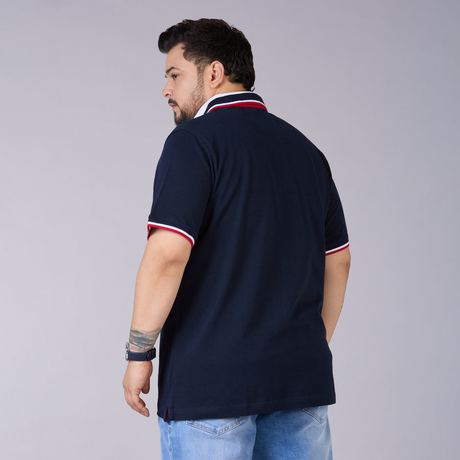 Classic Tipped Cotton Piqué Polo – Navy with Contrast Collar
