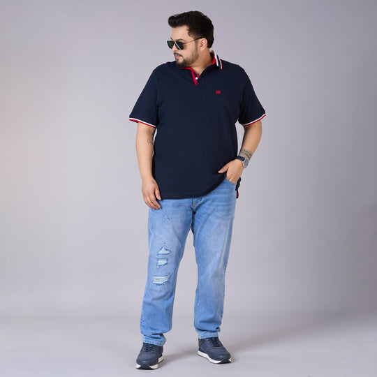 Classic Tipped Cotton Piqué Polo – Navy with Contrast Collar