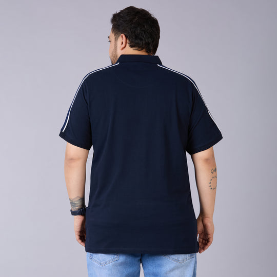 Classic Sporty Navy Polo with Knitted Tape