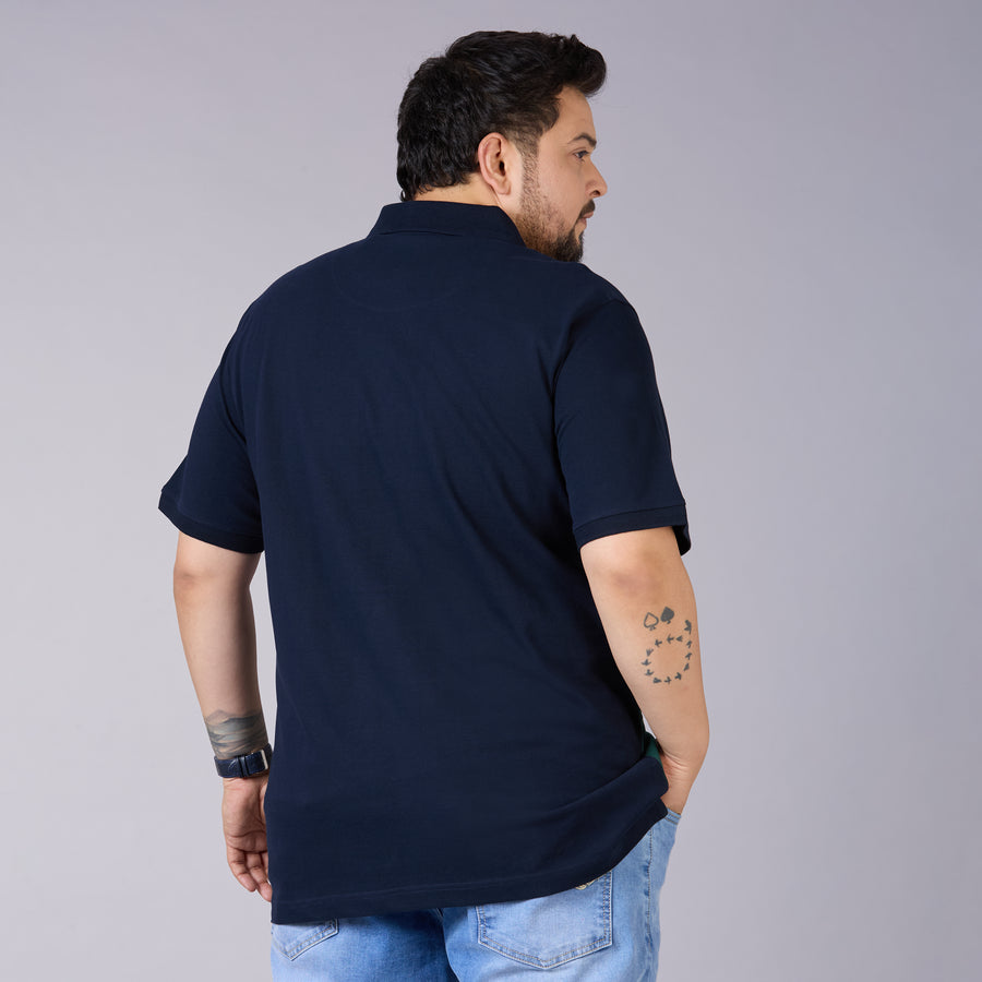 Navy, White & Emerald Green Panelled Polo
