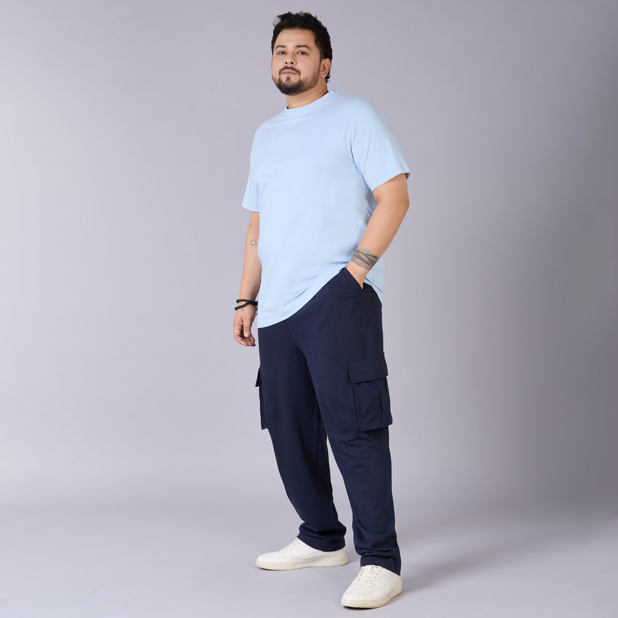 Mens Plus Size Sky Blue Solid Tee