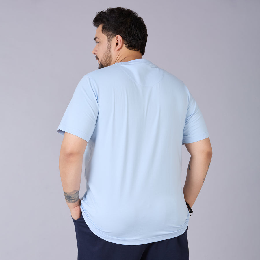 Mens Plus Size Sky Blue Solid Tee