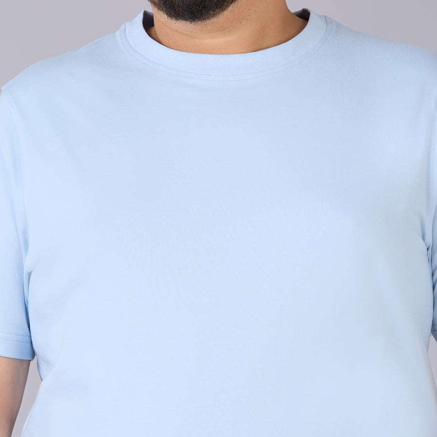 Mens Plus Size Sky Blue Solid Tee