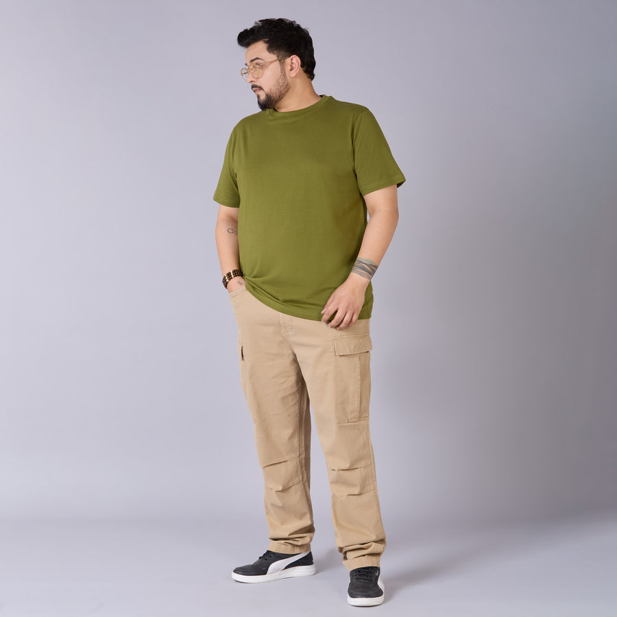Mens Plus Size Olive Solid Tee-015