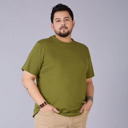 Mens Plus Size Olive Solid Tee-015