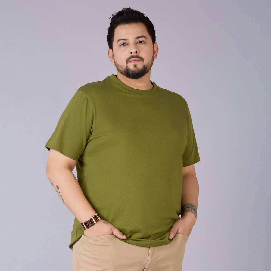 Mens Plus Size Olive Solid Tee-015