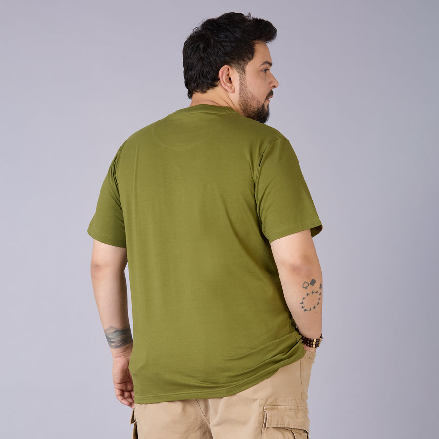 Mens Plus Size Olive Solid Tee-015