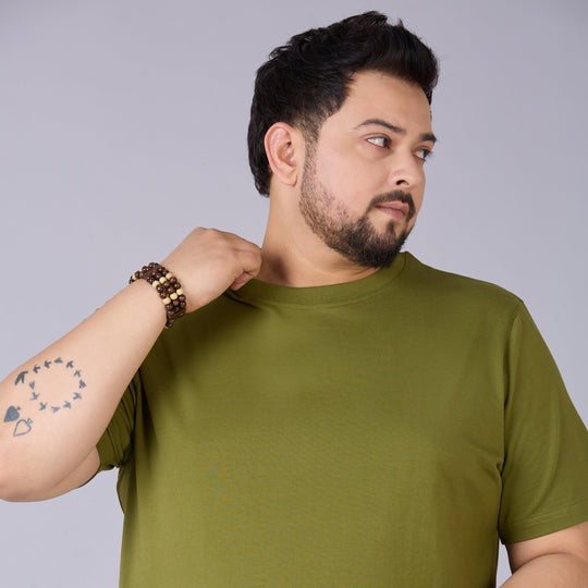 Mens Plus Size Olive Solid Tee-015