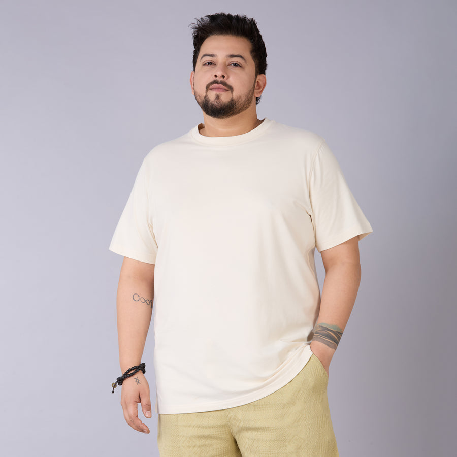 Mens Plus Size Off White Solid Tee