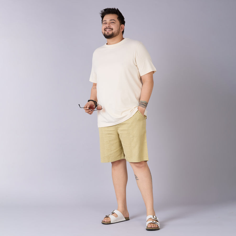 Mens Plus Size Off White Solid Tee