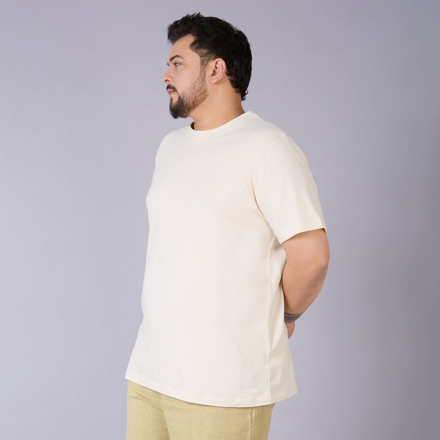 Mens Plus Size Off White Solid Tee