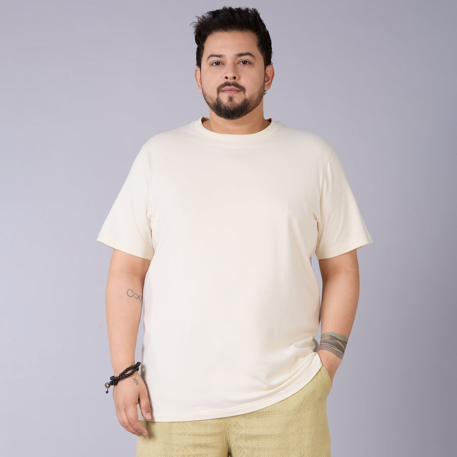 Mens Plus Size Off White Solid Tee