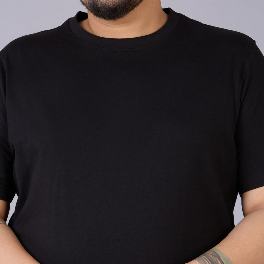 Mens Plus Size Black Solid Tee