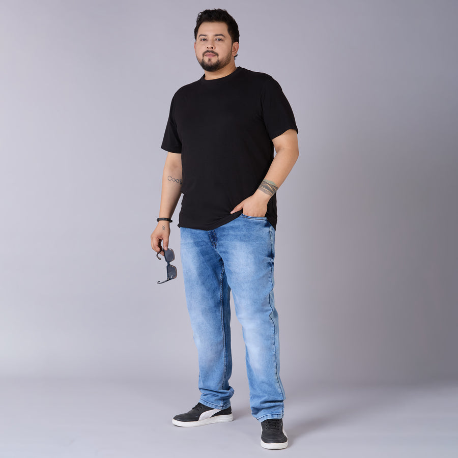 Mens Plus Size Black Solid Tee