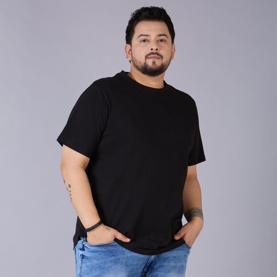 Mens Plus Size Black Solid Tee