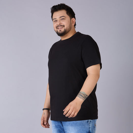 Mens Plus Size Black Solid Tee