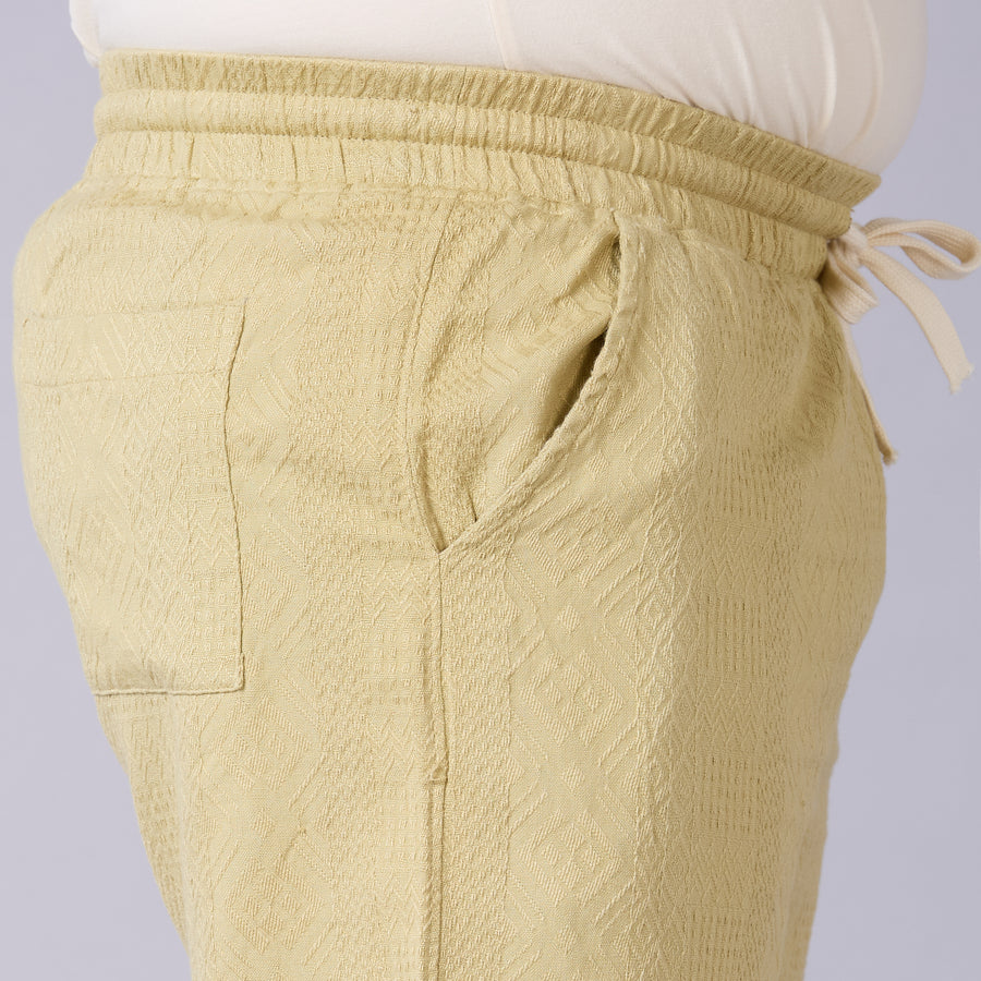 Mens Plus Size Jacquard Shorts with Contrast Drawcord- Beige