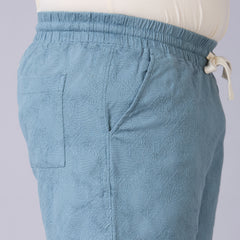 Men's Plus Size Jacquard Shorts with Contrast Drawcord- Blue