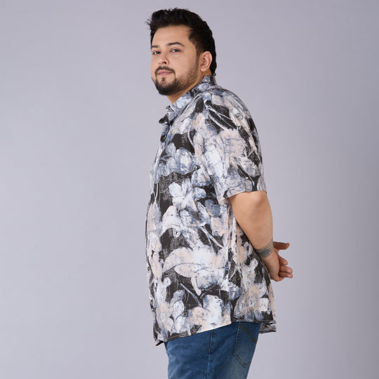Black & Brown Floral Digital Printed Shirt