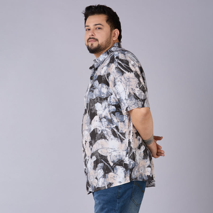 Black & Brown Floral Digital Printed Shirt