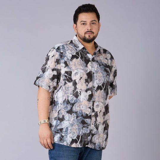 Black & Brown Floral Digital Printed Shirt