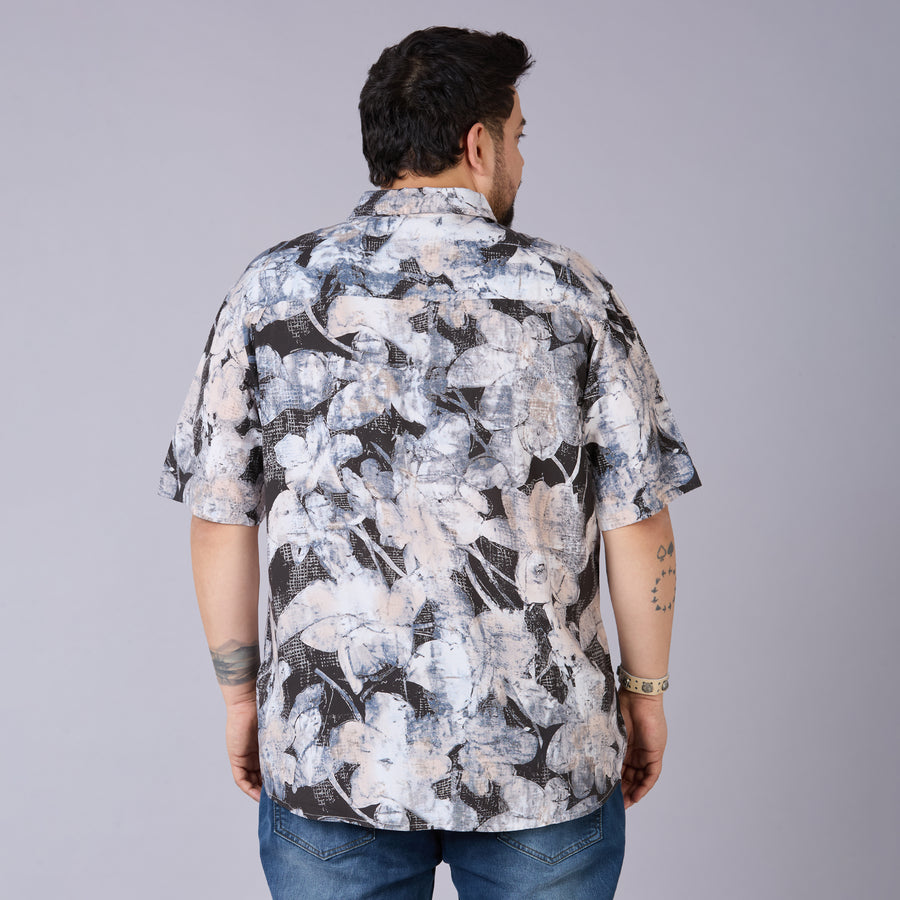 Black & Brown Floral Digital Printed Shirt