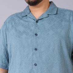 Mens Plus Size Jacquard Shirt - Blue