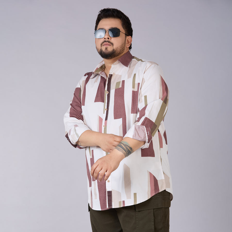 Mens Plus Size Shadow Safari – Printed Rayon Shirt