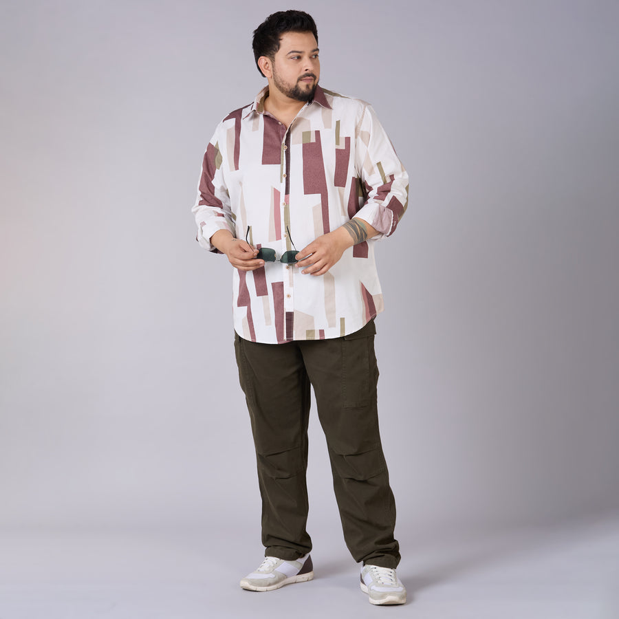 Mens Plus Size Shadow Safari – Printed Rayon Shirt