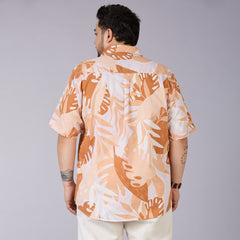Mens Plus Size Peach Tropical Twill Shirt