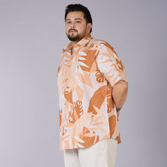 Mens Plus Size Peach Tropical Twill Shirt