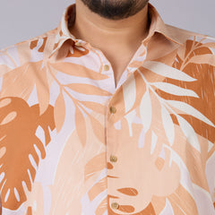 Mens Plus Size Peach Tropical Twill Shirt