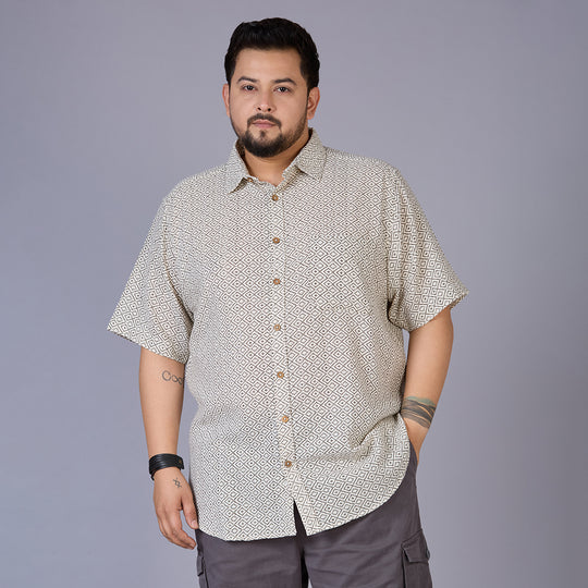 Mens Plus Size GeoCraft – Self-Structured Printed Shirt