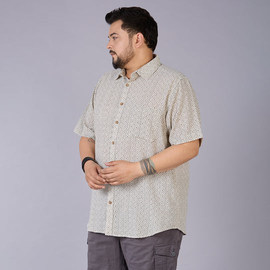Mens Plus Size GeoCraft – Self-Structured Printed Shirt