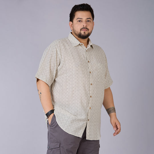 Mens Plus Size GeoCraft – Self-Structured Printed Shirt