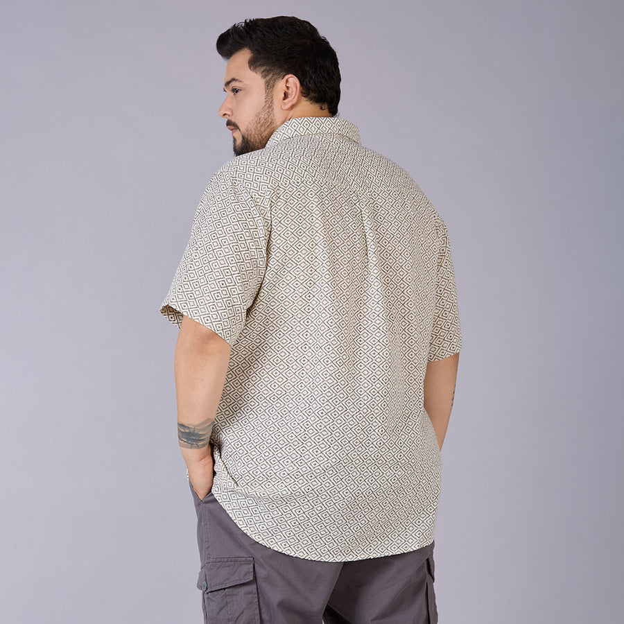 Mens Plus Size GeoCraft – Self-Structured Printed Shirt