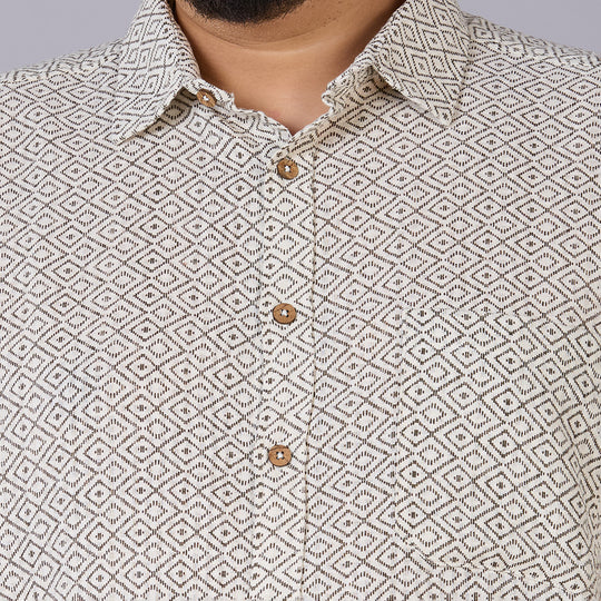 Mens Plus Size GeoCraft – Self-Structured Printed Shirt