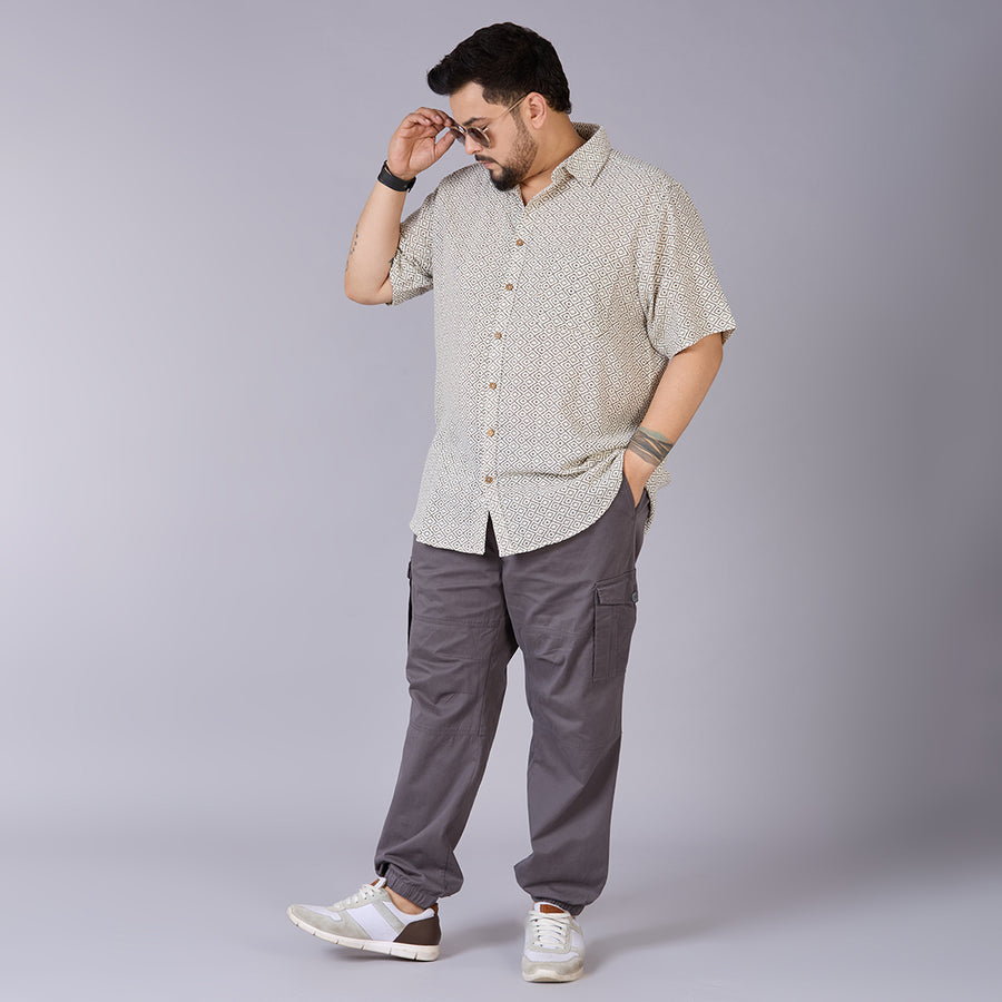 Mens Plus Size GeoCraft – Self-Structured Printed Shirt
