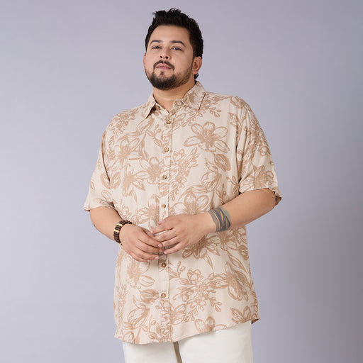 Mens Plus Size Rustic Bloom – Cotton Linen Shirt