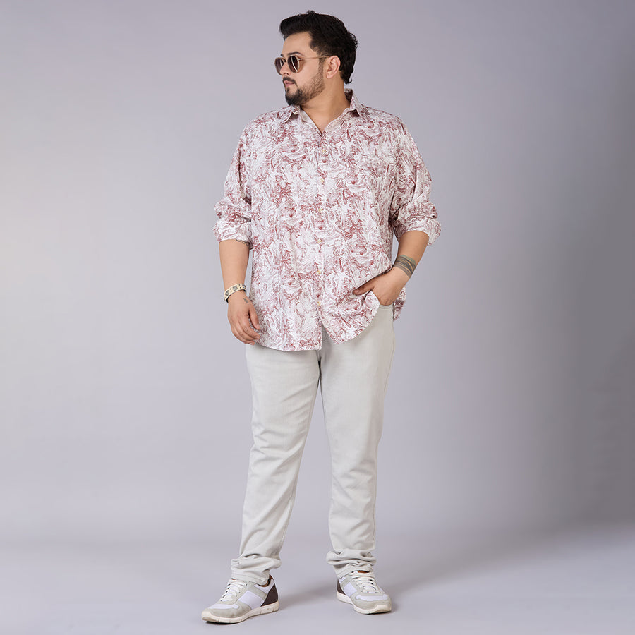 Mens Plus Size Earth Etch Cotton Viscose Printed Shirt