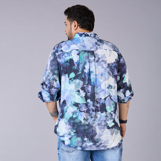 Mens Plus Size Midnight Botanica Digital Print Shirt