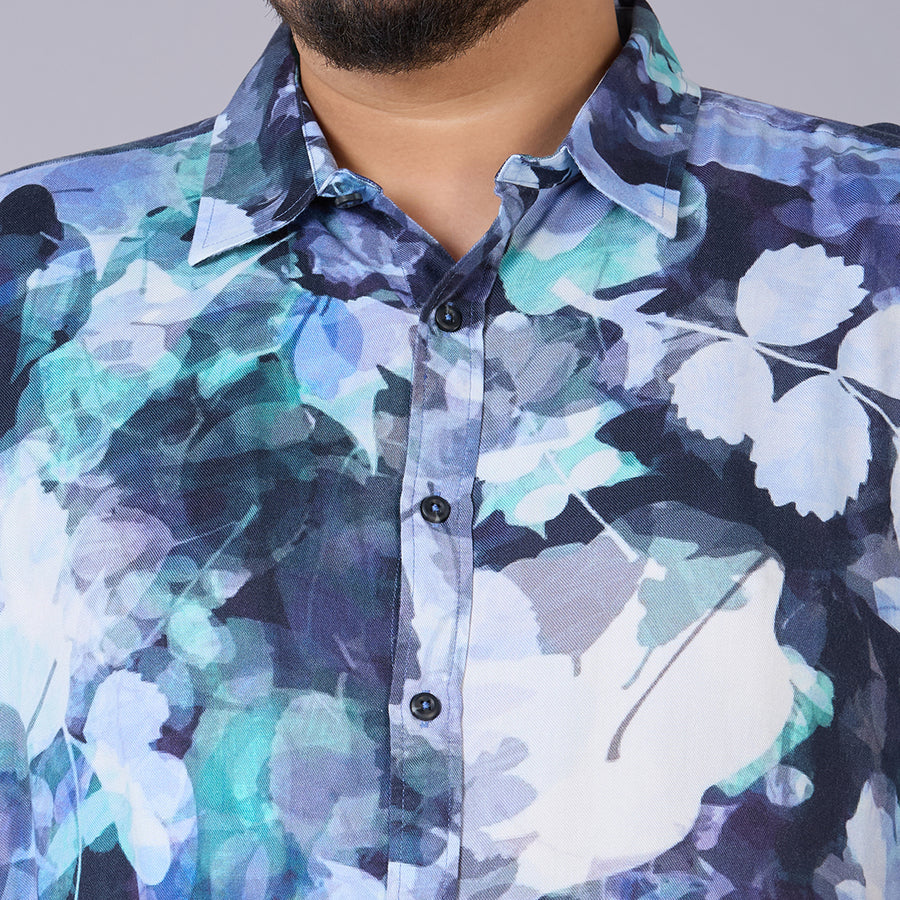 Mens Plus Size Midnight Botanica Digital Print Shirt