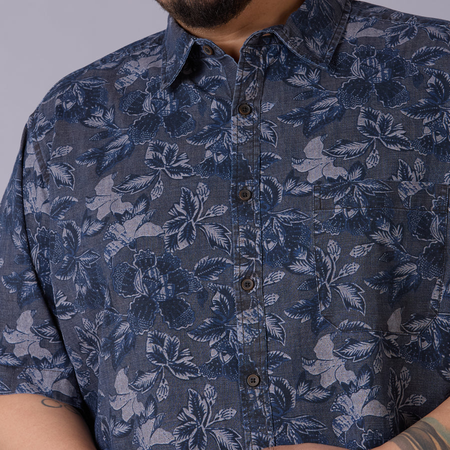Vintage Noir – Indigo Printed Shirt