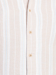 Natural Cuban Collar Striped Shirt