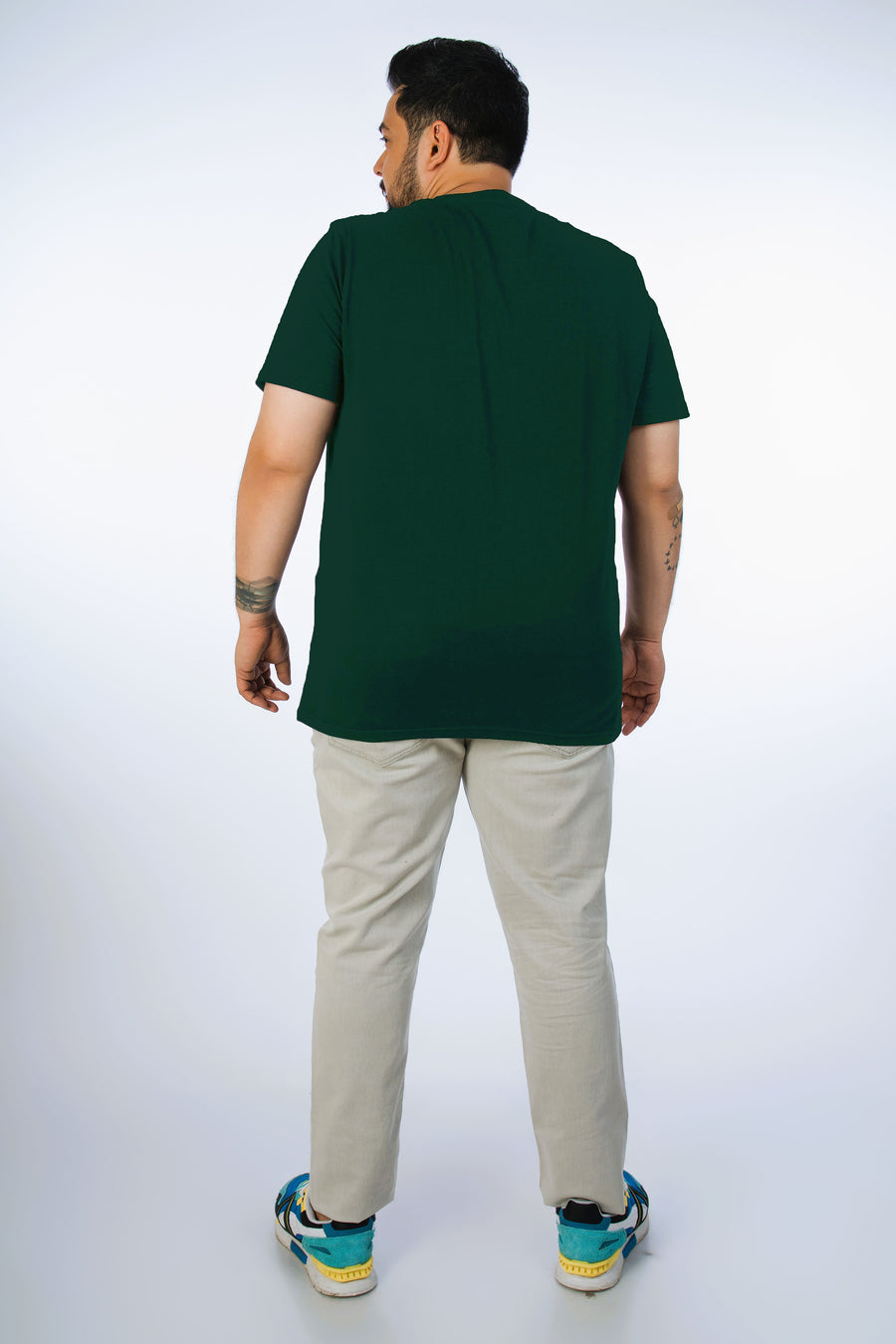 Mens Plus Size Green Solid Tee